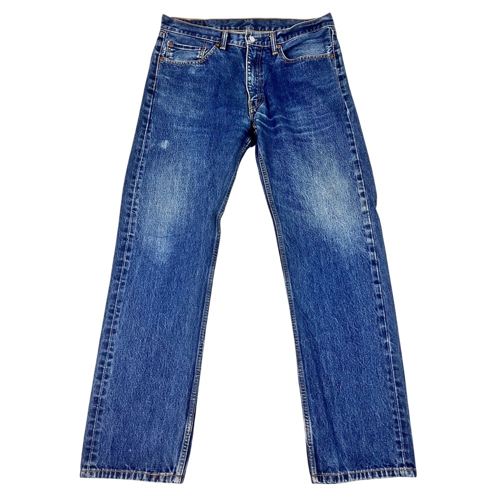 Levis 505 Original Fit Straight Leg Medium Wash Blue Denim Jeans Mens 36x33*